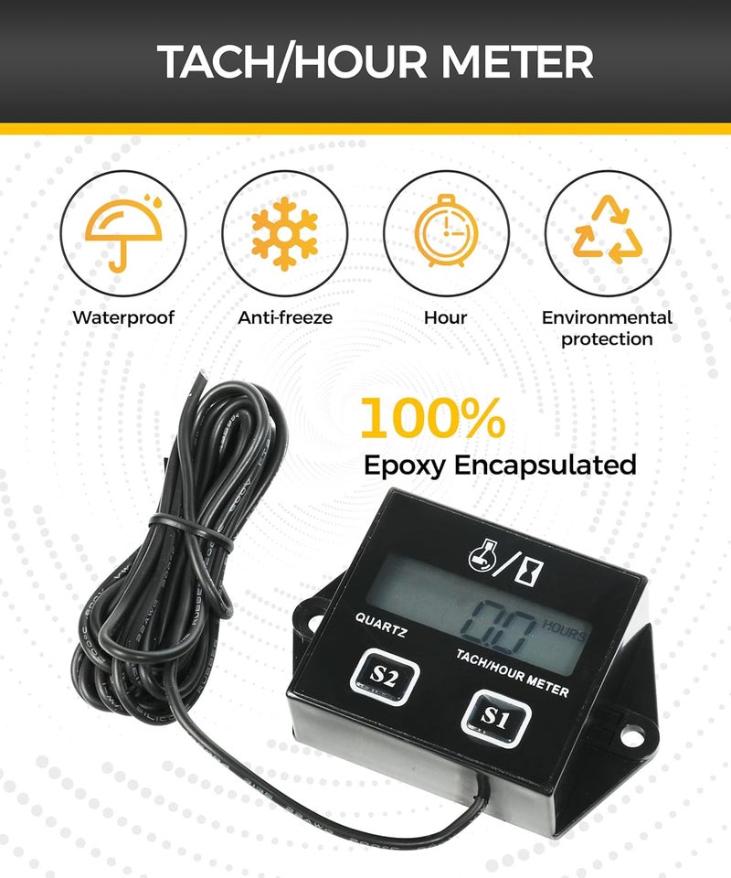UBOG Tachometer,Small Engine Tachometer,Car Accessories Tachometers for Small Engines,Waterproof Inductive Tachometers for Chainsaw Marine ATV Motorcycle UTV Engine Lawn Mower - Image 2